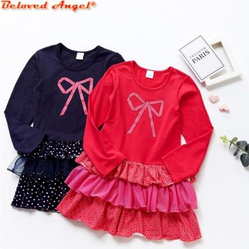 Girls Dress Autumn Winter Dresses Girls Long Sleeve Children Clothing Bow Printed Kids Princess Tutu Dress For Party Wedding