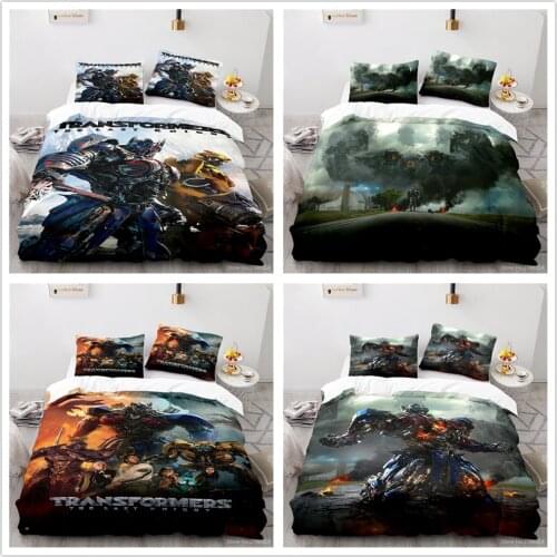 3D Movie Transformer Printed Bedding Set 2/3pcs Duvet Cover with Pillowcase Set Soft Bed Linens Bedclothes for Home Bedroom Gift