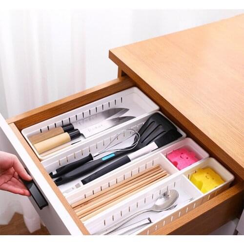 Adjustable Plastic Drawer Divider Kitchen Storage Box Grid Sorting Basket Free Combination Partition Board Space-saving Tools
