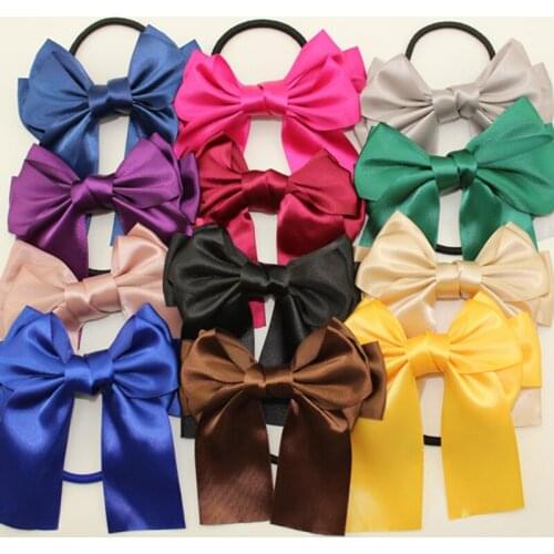 30 Pieces Mix Fashion Good Elastic Women Ribbon Bow Hair Rope Satin Scrunchy Ponytail Holder Gum Hair Accessories for Women