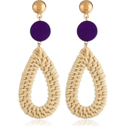 New Fashion Bohemian Ladies Hand-Woven Pendant Earrings Geometric Round Retro Ethnic Style Earrings Jewelry Wholesale Women