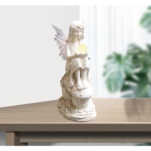 European Style Angel Sculpture Portrait Solar Power Statue Decorations