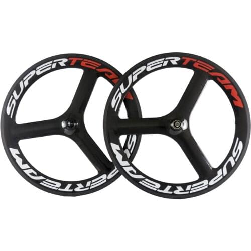 Superteam T700c Carbon Wheels 3 Spokes Clincher Bicycle Wheelset 65mm Depth 3K Glossy Bike wheel