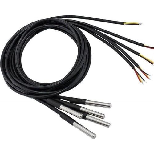 10pcs/ot 1M Waterproof 18B20 Temperature Probe Black Temperatures Sensor Stainless Steel Package 1 Meter Wire DS18B20