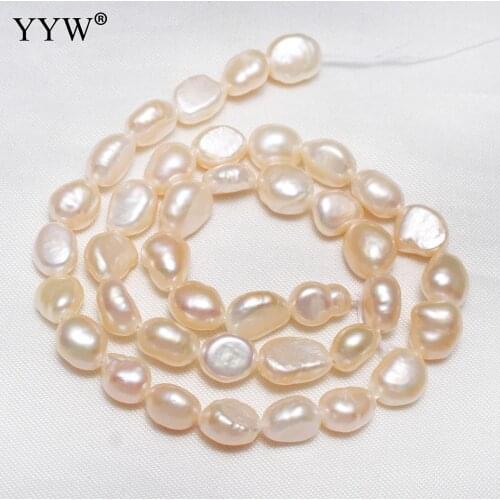 High Quality Cultured Baroque Freshwater Pearl Beads Nuggets natural Pink White 8-9mm Approx 0.8mm Sold Per 15 Inch Strand