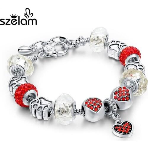 Low Crystal Jewelry Charm Bracelet For Women Crystal Heart Bracelets Bangles Pulseira SBR150062