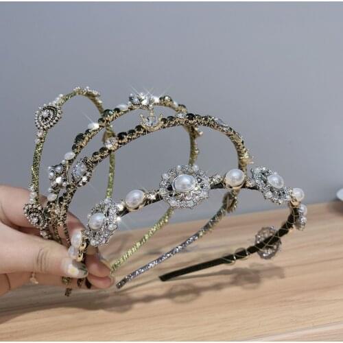 Retro Full Rhinestone Crystal Sweet Pressed Hair Band Women Temperament Headband Female Banda Para El Cabello