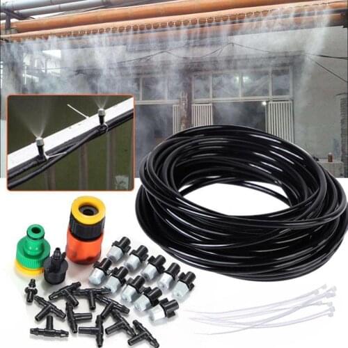 1 Sets Fog Nozzles irrigation system Portable Misting Automatic Watering 10M 10 Spraying Heads + Connector