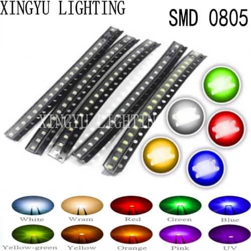 100pcs/lot 5 Colors 0805 SMD Led DIY kit Ultra Bright Red/Green/Blue/Yellow/White Water Clear LED Light High Light EmitDiode set