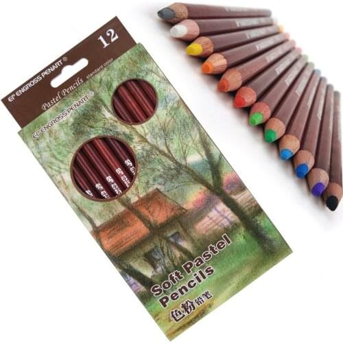 12pcs/box Wood Soft Pastel Pencil Set Skin Landscape Dark Tints for Artist Painting School Supplies Colored Pencils Set