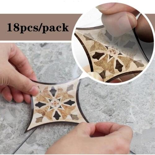18pcs Self Adhesive Tile Stickers Durable Waterproof PVC Art Diagonal Floor Wall Decals Backsplash Applique diy Home Decorative