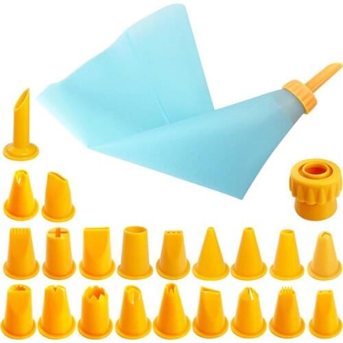 23Pcs Cake Decorating Kit Plastic Reusable Piping Nozzle Pastry Tip For Baking Cake Decor Tools Accessories For DIY Baking