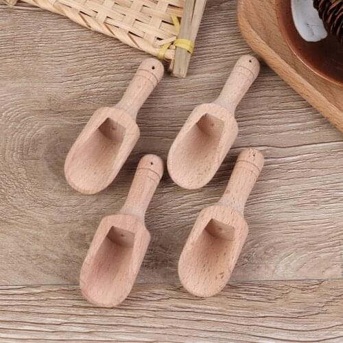 4pcs Mini Wooden Tea Scoops Candy Bath Salt Spices Flavors Spoons Kitchen 8*2.8cm