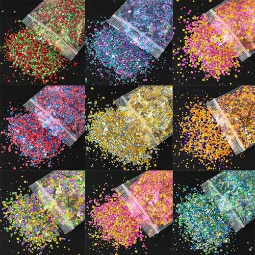50G MIX-Size/Colorful Sequins Round For Nail Art Decor. Nail Mirage Flakes UV/Gel Manicure Silk Rainbow Glitter Sequins Slice De