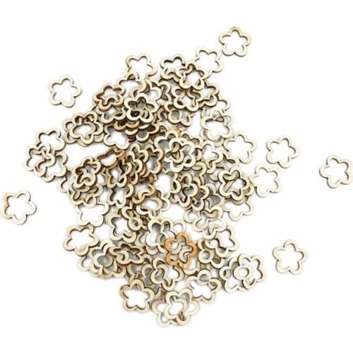 50pcs Blank Wood Pieces Hollow Flowers Unfinished Wooden Cutouts Embellishments for DIY Arts Craft Home Decor