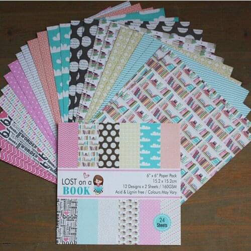 DIY Photo Album Book Series Decorative Scrapbooking Papers Crafts Art Card 6" x 6" Single Side Printed 24 sheets/pack