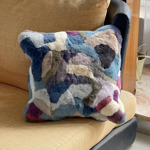 FREE SHIPPING CX-D-41A Winter Patchwork Sheep Fur Pillowcases Thick Patchwork Pillow Case