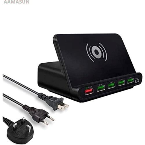 60W Qi Wireless Charger For Iphone 11 X XS MAX Multi USB Cargador Quick Charge 3.0 Fast Chargeur For Samsung S9 S8