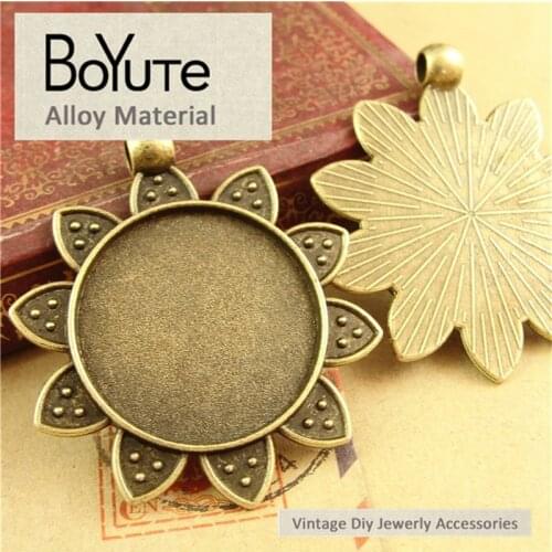 BoYuTe (20 Pieces/Lot) 25mm Round Diy Cameo Glass Cabochon Setting Base Blank Bezel Tray Pendant Settings Jewelry Findings