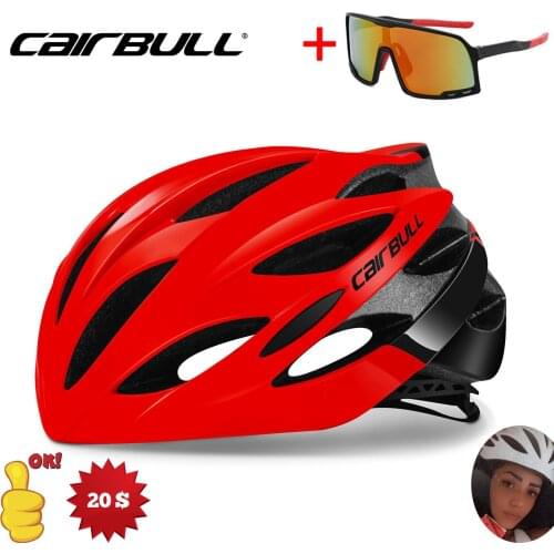 CAIRBULL Ultralight Racing Cycling Helmet with Sunglasses Intergrally-Molded MTB Bicycle Helmet Mountain Road Bike Helmet