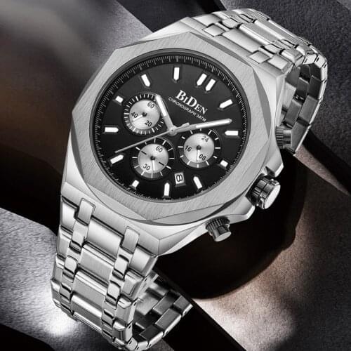BIDEN Mens Watches Top Brand Luxury Army Watches for Men Life Waterproof Chronograph 24 Hours Clock Best Gift for Lover Family