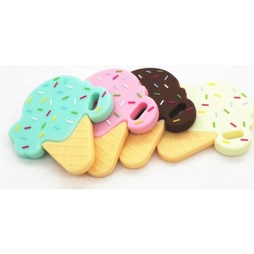 Chenkai 50PCS BPA Free Silicone Ice Cream Teether DIY Baby Pacifier Nursing Chewing Mommy Jewelry Grib Crafts Cartoon Toy Gift