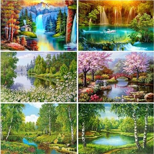 DIY Scenic 5D Diamond Painting Full Round Drill Mosaic Landscape Diamond Embroidery Rhinestones Cross Stitch Home Decor Wall Art