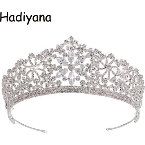 Hadiyana Bridal Hair Crowns Tiaras AAA CZ Rhinestone Wedding Modeling Queen Princess Glamour Crown Weddings Accessories HG6047