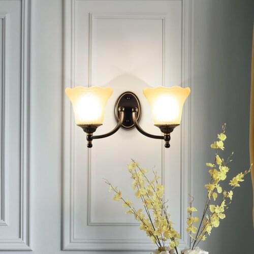 Jmzm Retro Copper Wall Lamp American Country Bedside Lamp Corridor Aisle Quiet Comfortable Lighting Lamp Living room Wall Lamp