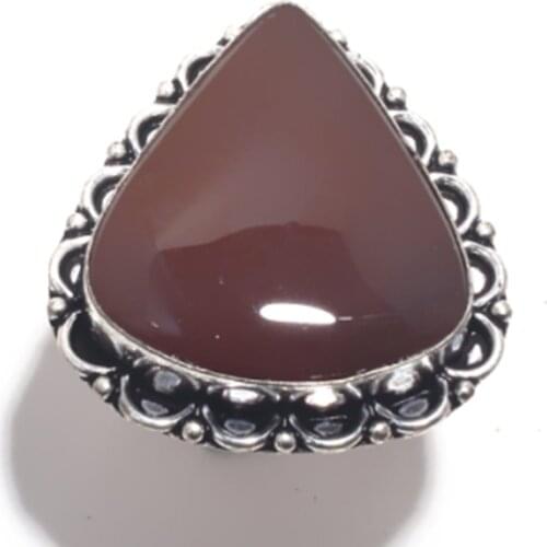 Genuine Jasper Ring Silver Overlay over Copper , Hand Made Women Jewelry gift , R6846 , Size: 9.5