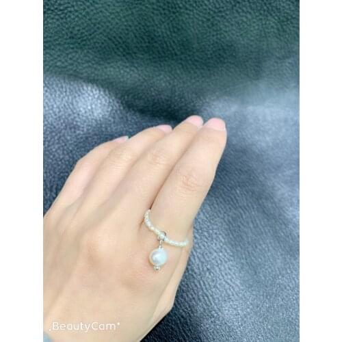 Natural fresh water pearl ring small pearl charms ring casual sporty fashion girl jewelry price is for 1 piece elastic