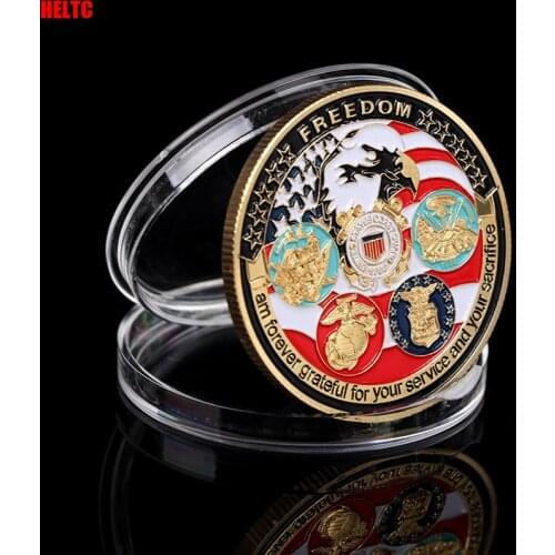 Usa Navy Coast Guard American Free Eagle Totem Gold Military Medal Coin Collection