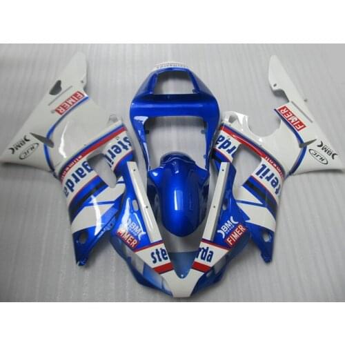 Top-rated Motorcycle Fairing kit for YAMAHA YZFR1 00 01 YZF R1 YZF1000 2000 2001 ABS Plastic white blue Fairings set+Gifts YB10