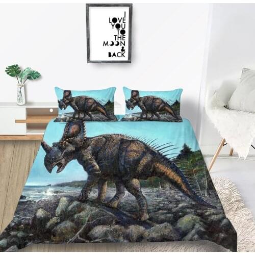 Triceratops Bedding Set Queen Size Fashionable Soft Lifelike Duvet Cover Dinosaur King Twin Full Single Double Soft Bed Set