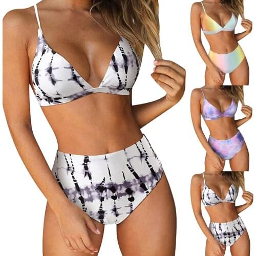 Bikini Micro Swimwear Women Tie-dye Print High Cut Swimming Bathing Suit High Waist Bikinis Set Summer Sexy Swimsuit Biquini