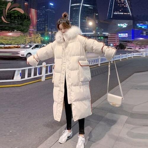 Cotday Thick Down Jacket Preppy Style Fashion Loose Korea Style Bread Served With Hooded Fur Ukraine Vintage Manteau Parka Coat