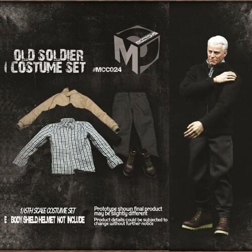 MCCTOYS MCC024 Old Man Solider 1/6 Veteran Clothes Set Shirt Black Sweater Jacket Pants Belt Shoes no body