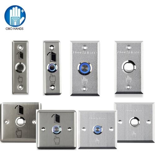 Metal Stainless Door Exit Button Switch Release Push Button with LED Light For Access Control Lock System NC/NO/COM to Open Door