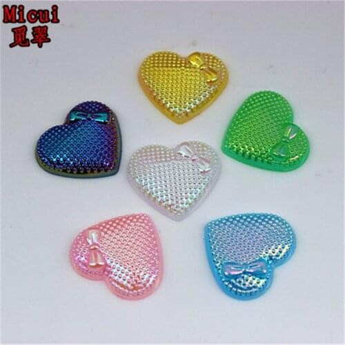 Micui 50PCS 25mm Heart shape Acrylic Rhinestones Flatback For Clothes Dress Decorations Jewelry Accessories ZZ561