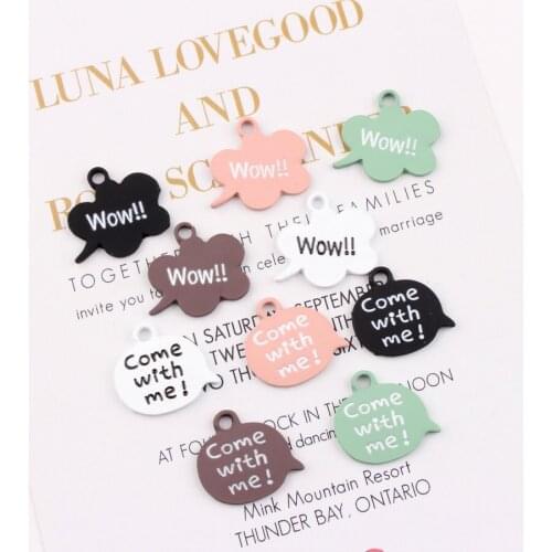 Trendy New 50PCs/Lot DIY Jewelry Fashion Necklace Pendant Enamel Alloy Letters Printed Round Cloud Shape Oil Drop Bracelet Charm