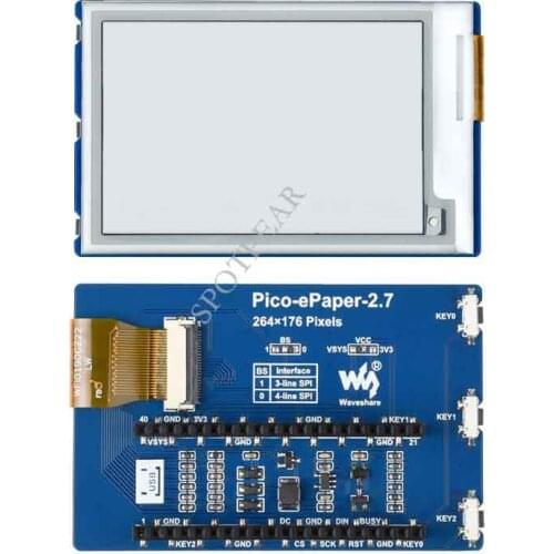 Raspberry Pi Pico 2.7 inch 2.7inch E-Paper E-Ink Display Module Black / White 4 Grayscale SPI