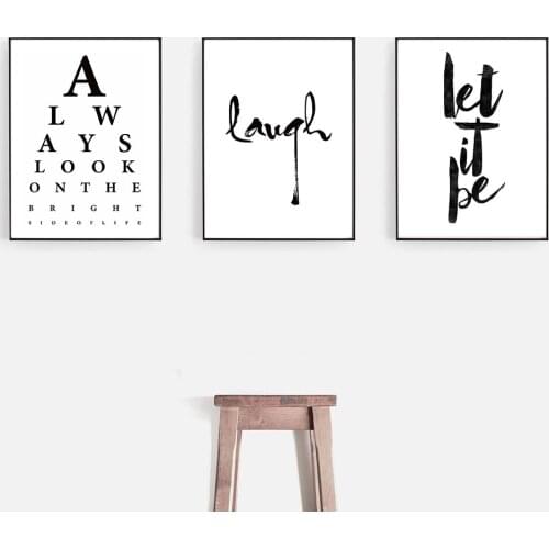 Black White Motivative Quote Wall Art Picture Abstract Poster Canvas Print Minimalist Painting Bamboo Nordic Decoration