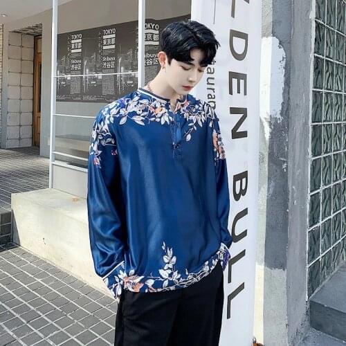 Silk Shirt Men Clothes 2019 Aloha Baroque Shirt Men Long Sleeve Oktoberfest Shirt Vintage Retro Bohemian Shirt Men KK2988
