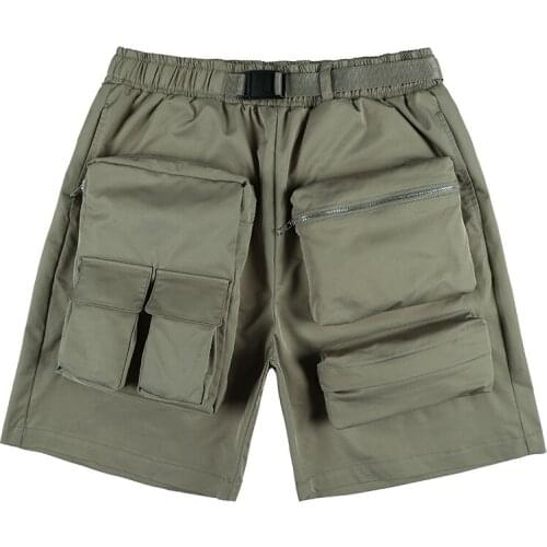 Mens Shorts 2021 Spring And Summer New Trendy Brand High Street Solid Color Multi Zipper Pockets Casual Shorts Sports Pants