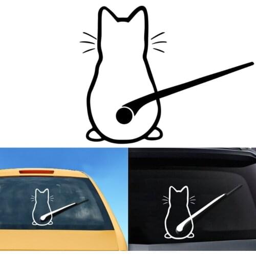 G5AD Rear Window Wiper Decal Waving Wiper Sticker Cute Cat Sticker Waterproof Car Wiper Decalc for Woman