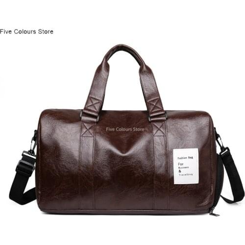 2021 New Short Distance Travel Bag Fitness Bag Fashion Female Yoga Sports Training Bag Male Pu Waterproof Portable Travel Bag