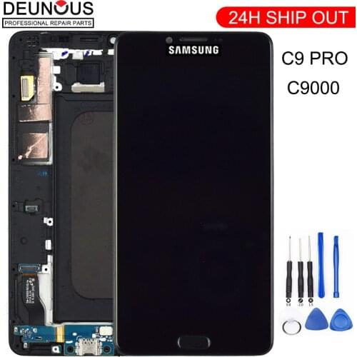 New 6" TFT LCD Display for SAMSUNG Galaxy C9 Pro LCD C9000 C9 LCD Touch Screen Digitizer Replacement Parts with Frame