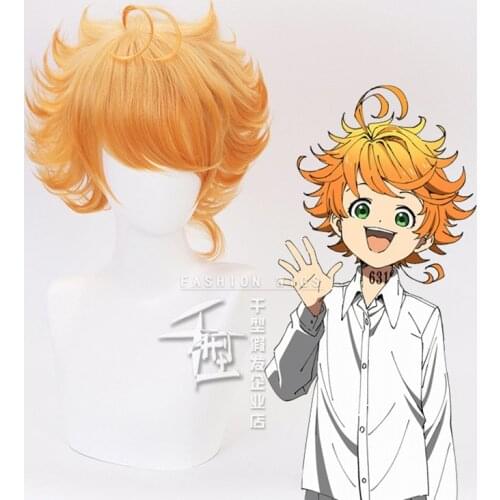 The Promised Neverland Emma Cosplay Wig Short Orange Curly Party Hair Halloween Costume Accessories