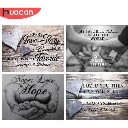 HUACAN Full Square/Round 5d Diamond Painting Text DIY Diamond Embroidery Cross Stitch Landscape Mosaic Heart Wall Art Decor