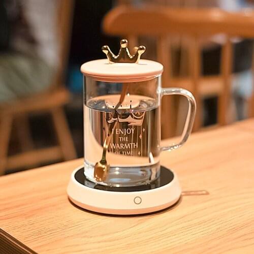 Christmas warm cup 55 degree constant temperature mark water cup office can heat milk lovely girl glass cup with spoon